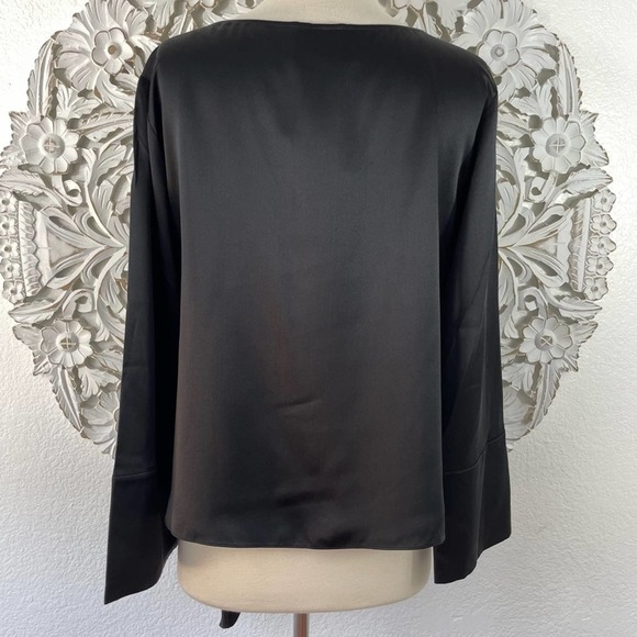 {Cinq a Sept} Scarlett Silk Satin Tie-Front Long Sleeve Blouse, Size S, NWT - Picture 7 of 9